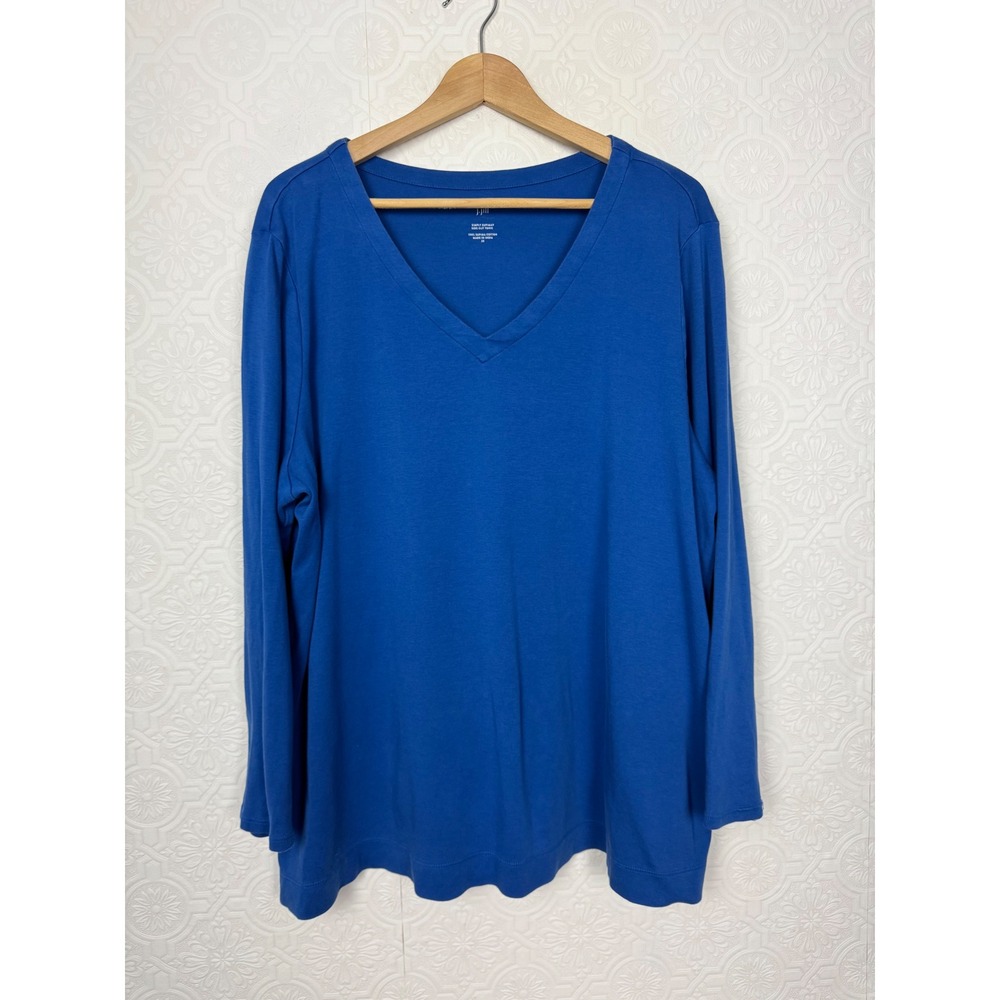 J. Jill Simply Supima Side-Slit Tunic Royal Blue V-Neck Cotton Top 2X